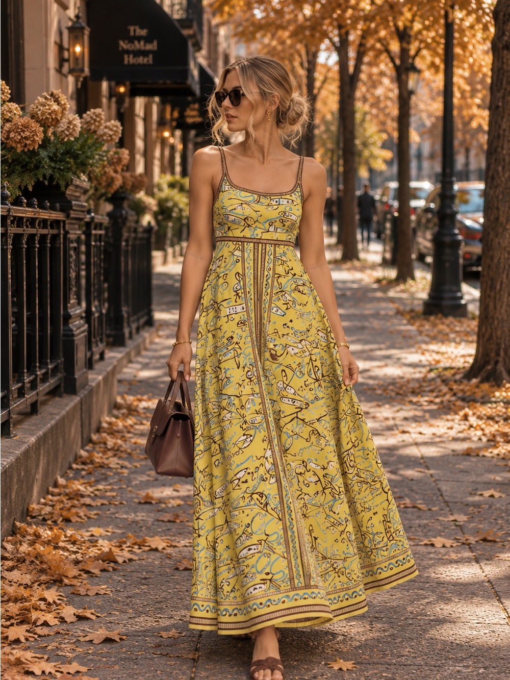 Alemais Yellow Floral Maxi Dress with Spaghetti Straps